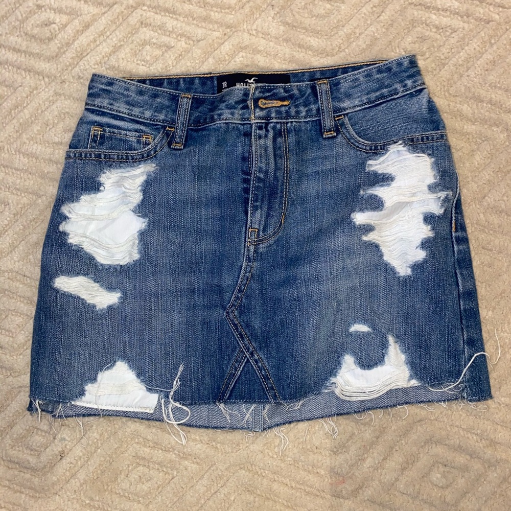 Hollister high rise jean skirt
